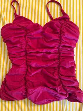 Miracle Suit Hot Pink Ruched Tankini Top Size 10